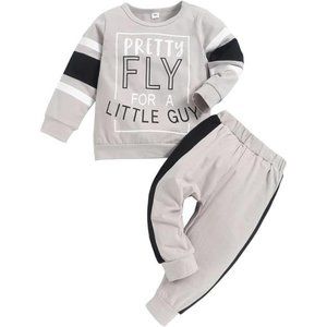 NEW Toddler Baby Boy Fall Winter Clothes 2-Piece Long Sleeve Top and Jogger Pant